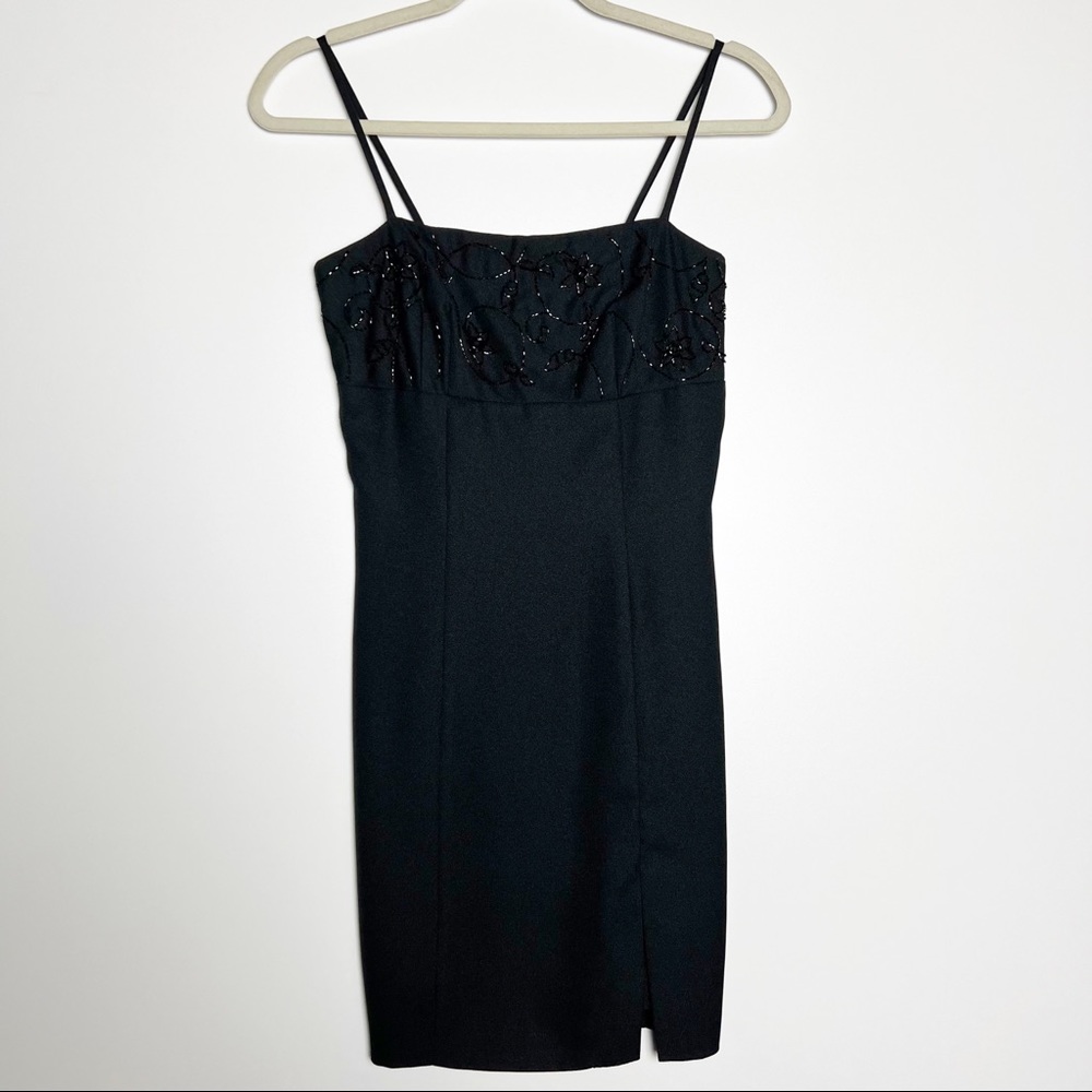 Hugo Buscati black beaded mini dress